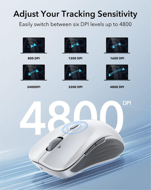 ESR 5.0 2.4 MagMouse Snap-to-Carry Bluetooth Mouse, Rechargeable Wireless Mouse for Laptop with Built-in Charging