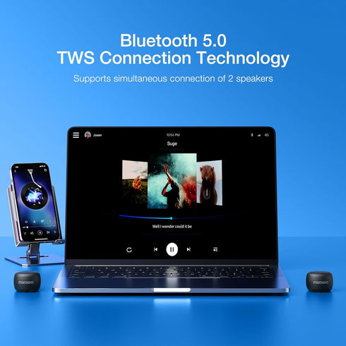Posei T1 Mini Bluetooth Speaker, Wireless Tiny Speaker with Built-in Mic, TWS Portable for Travel, Black