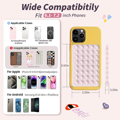 Mnyatr (2 Pack) Silicone Suction Cup Phone Case Mount Double Sided, Sticky Phone Grip with Higher Suction Power