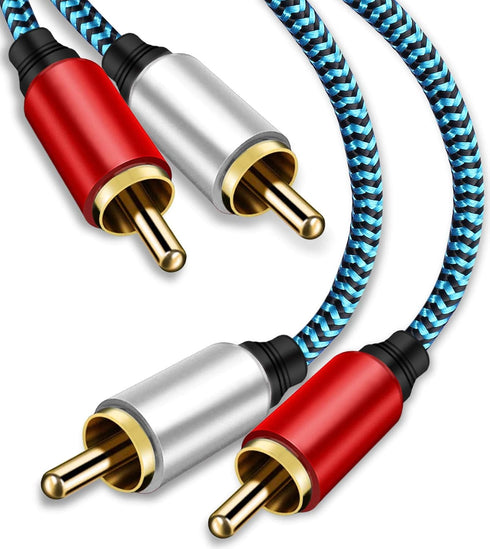 RCA Cable 5ft, 2RCA Male to 2RCA Male Stereo Audio Cable, Nylon-Braided Auxiliary Cord for Home Theater and Speakers