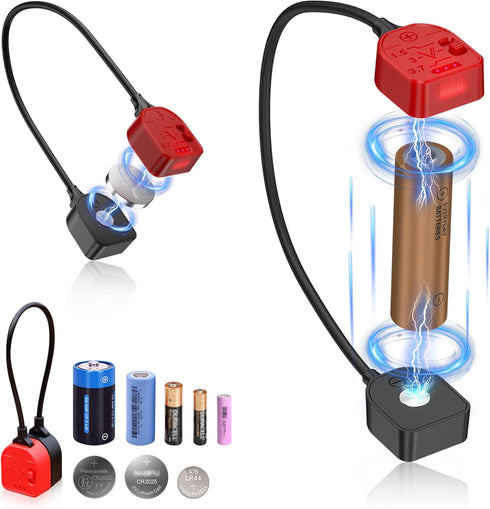 Kiorafoto Portable Magnetic Battery Tester for AA AAA C CR2032, Compact Universal Battery
