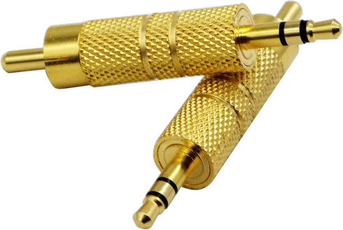 zdyCGTime Gold Plated 3.5MM to RCA Audio Adapter, Metal RCA Male to 3.5mm TRS Stereo Plug, 2-Pack.