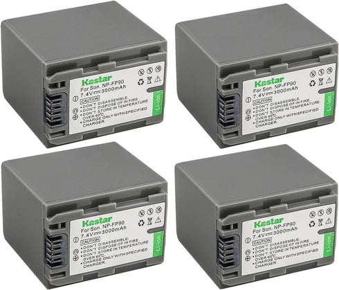 Kastar 4-Pack Replacement Battery NP-FP90 / NP-FP91 for Sony DCR-HC22, DCR-HC23, DCR-HC24, DCR-HC26, DCR-HC28,