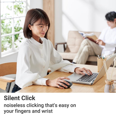 ELECOM Wireless Mouse, Ergonomic Shape, 2.4Ghz Silent Click, 20-Month Battery Life, Compatible with PC & Mac