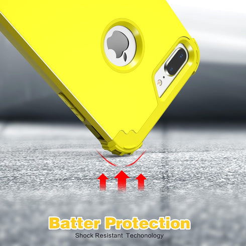 IDweel Yellow iPhone 8 Plus & 7 Plus Case, 3-in-1 Shockproof Hybrid with Screen Protector, Hard PC & Soft Silicone