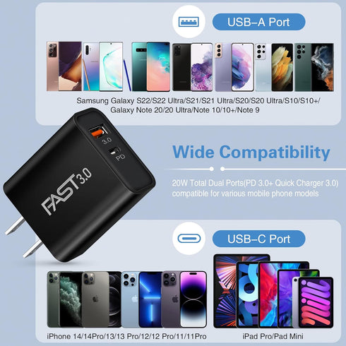 5 Pack USB C Wall Charger Block, Boxeroo Dual Port PD Power Delivery Fast Charging Adapter for iPhone 15 Pro Max