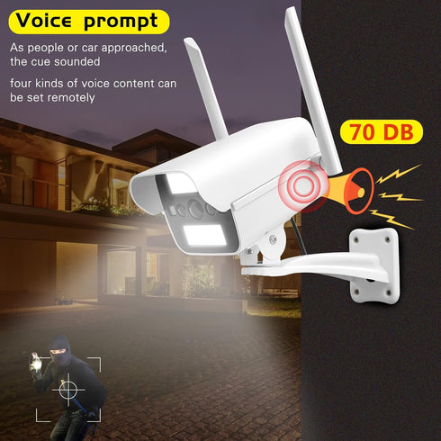 Fake Camera with Motion Sensor Light & Doorbell, Dummy Security Camera as Solar Street Light for Outdoor Monitoring