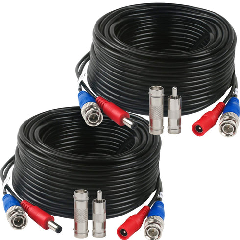 2 Pack 60 Feet BNC Video Power Cable,BNC Extension Wire Security Camera