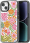 Cute Aesthetic iPhone 15 Case - Durable Girly Passion Flower Print Cover for Women, 6.1 inches, Black.