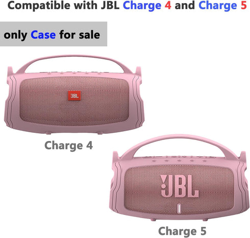 Silicone Cover Case Compatible with JBL Charge 4/Charge 5 Portable Bluetooth Speaker, Soft Skin Sleeve for JBL Charge 4/5 Bluetooth Speaker Accessories(Only Case) (Pink)
