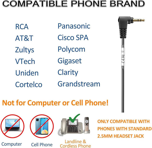 Headset Headset 2.5mm Wantek Phone with Microphone Noise Cancelling,Telephone Jack Compatible with Panasonic AT&T
