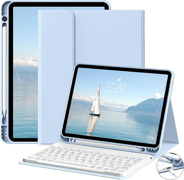 New Keyboard Case for iPad 10th Generation 2022 10.9 Inch, Smart Case with Detachable Wireless Bluetooth Keyboard, Soft