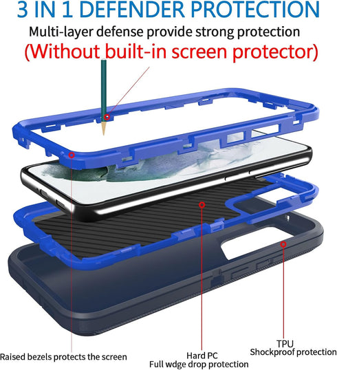 Anloes Heavy Duty Shockproof Case for Samsung Galaxy S20 5G, Rugged Protective 3 in 1 Bumper Cover (Blue)
