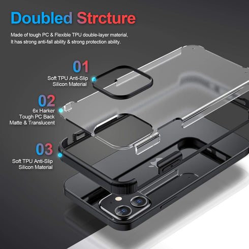 ORIbox for iPhone 12 mini Case Black, 4 Corners Shockproof Protection for Women Men Girls Boys Kids