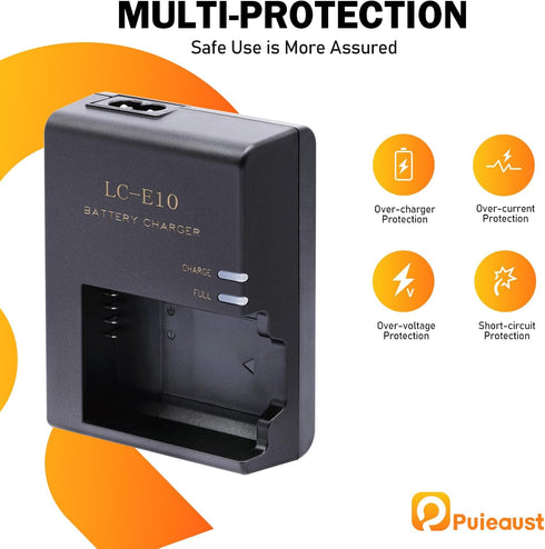 LP-E10 Cameras Charger for Canon EOS Rebel T7 T6 T5 T3 T100, LC-E10 LC-E10C LC-E10E Batteries Power Supply