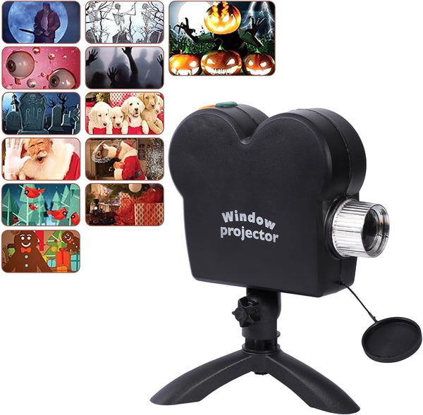 Halloween Window Projector, Outdoor Halloween Projectors, LED Holographic Projection Lamp, 6 Halloween Movies, 6