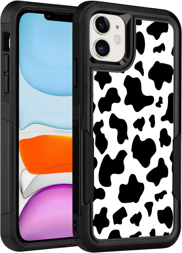 Designed for iPhone 11 Case, Heavy-Duty Slim Shockproof Protective Case for Women Girls, Cute Cow Print 6.1 Inch
