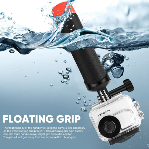 Waterproof Case & Floating Hand Grip for Insta360 GO 3, Protective Underwater Dive Housing Shell with Bracket