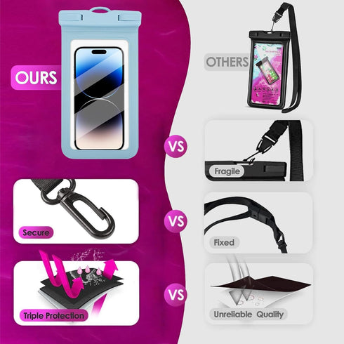 Waterproof Phone Pouch Floating, Transparent PVC, 2 Pack, Phone Protector for iPhone 15 14 13 12 11 Pro Max