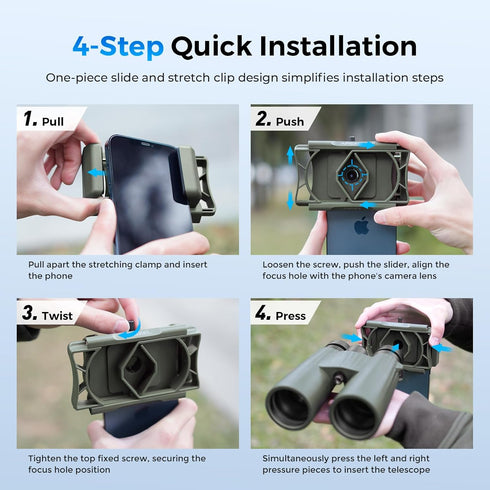 Evil eye 360 Upgraded Telescope Phone Adapter, Rotatable Binocular Photo Adapter for Android & iPhone,Smartphone Holder