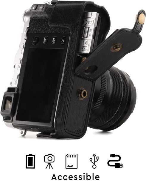 MegaGear Leather Camera Case for Fujifilm X-E3 with 23mm & 18-55mm Lens