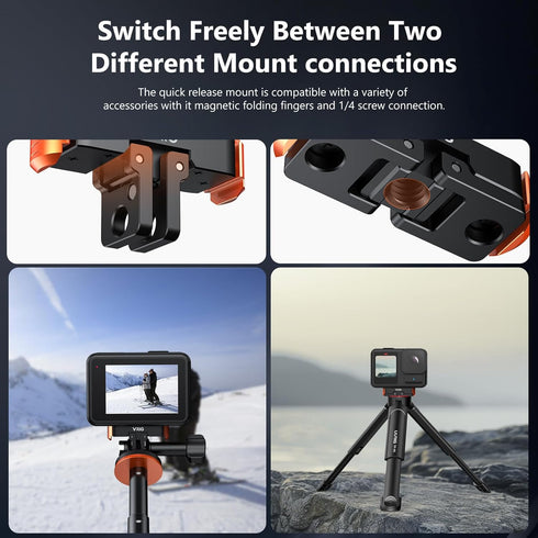 VRIG Direct 13 1/4 13 VRIG Magnetic Quick Release Mount for Hero Fast Detach Adapter with Screw Interface, Secure Go