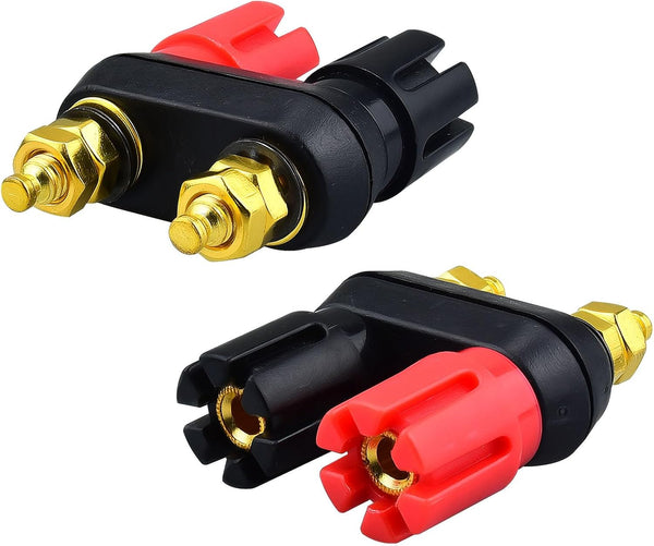 onelinkmore 2-Way Banana Plug Jack Socket Binding Post Video Speaker Terminal Connectors, Pack of 2
