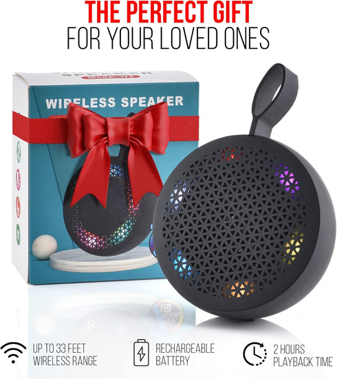 RISEBASS Water Resistant Bluetooth Shower Speaker, Handsfree Portable Speakerphone with LED Light for Bathroom, Beach