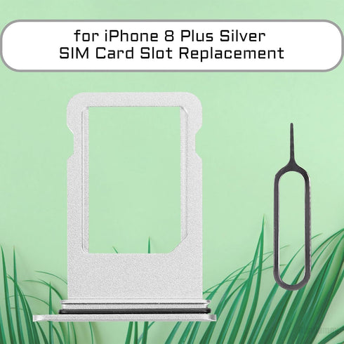 for iPhone 8 Plus Silver SIM Card Slot Replacement Single SIM Version 8Plus Single Card Tray Holder Adapter with Waterproof Rubber Ring Card Removal Tool for A1864 A1897 A1898
