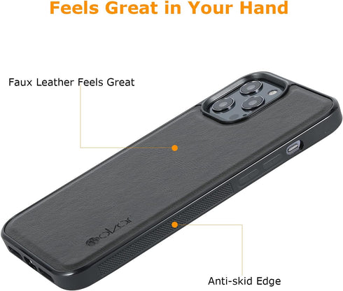 molzar GripBig Series Case for iPhone 12 Pro Max, Built-in Metal Plate for Magnetic Mount, Black/Black