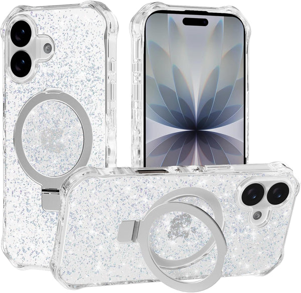 Casehas Magnetic for iPhone 17 Case with Invisible Stand, Compatible with MagSafe, Clear