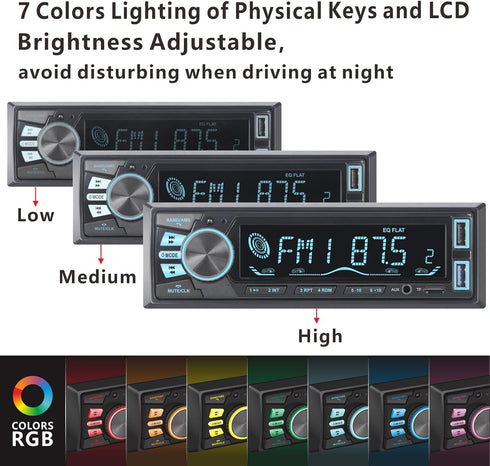 LXKLSZ MP3 Car Stereo Bluetooth Single Din LCD Audio Radio with Brightness Adjustment APP Control Player Supports Hands