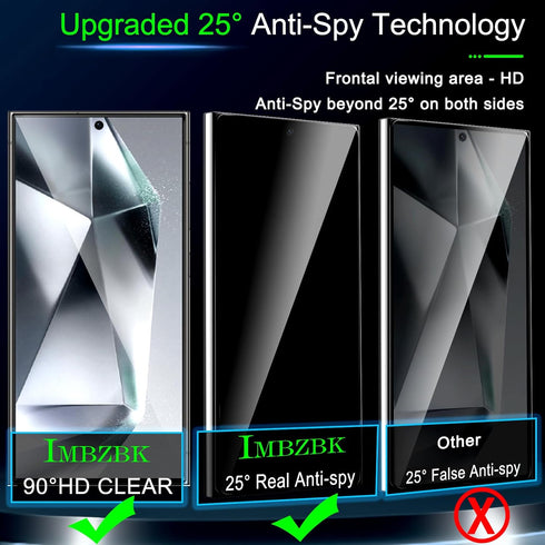 IMBZBK 3 Pack Privacy Screen Protector & Camera Lens Protector for Samsung Galaxy S24 Ultra, Anti-Spy, Full Coverage.