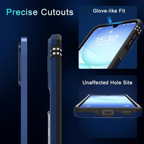 DEERLAMN A17 5G (1 Pack), Case for Samsung Galaxy with Slide Camera Cover+Screen Protector Rotated Ring Kickstand