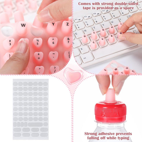 Kingdder 70 Pcs Raised Keyboard Stickers for Long Nails with Letters - Universal Raised Adhesive Nail Art Keyboard