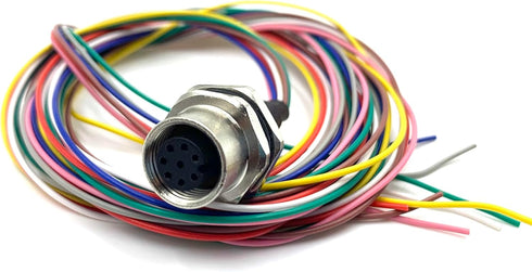 M12 8Pin Female Connector Cable, A Coded Straight Back Mount, 1M Waterproof Female Aviation Socket