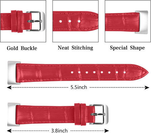 Leather Bands Compatible with Fitbit Charge 5/Charge 6, Adjustable Quick Release Replacement Strap for Women