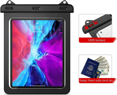 Universal iPad Waterproof Case, Waterproof Dry Bag Pouch for iPad Pro 12.9" 6/5/4/3, Galaxy Tab S8/S7, Android Tablet
