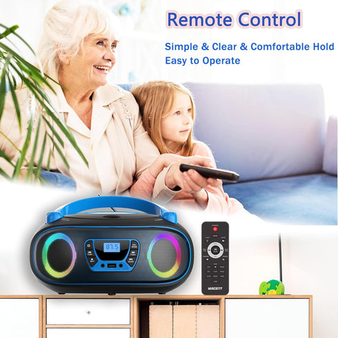WIITHINK MP3 Jack,MP3 Portable Radio CD Player Boombox with Bluetooth,FM Radio,USB Playback,AUX-in,Headphone CDs