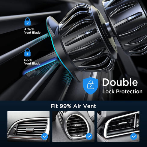 LISEN Magnetic Phone Holder for Car - Upgraded Clip with 6 Strong Magnets for Galaxy S25 Ultra 4-6.7 inch Smartphones