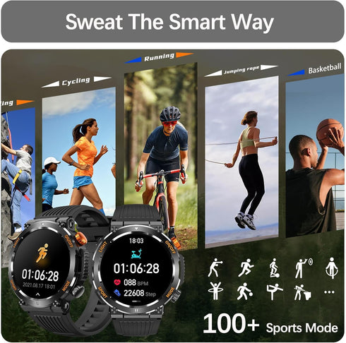 Military Smart Watch for Men, Outdoor Waterproof Tactical Sports, Answer/Make Call, Heart Rate Sleep Monitor