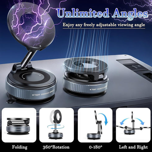 GQKJWJH 2026 360 Vacuum Magnetic Upgraded Phone Holder, Car Phone Mount, for Car/Gym/Mirror/Smooth Surface, Compatible
