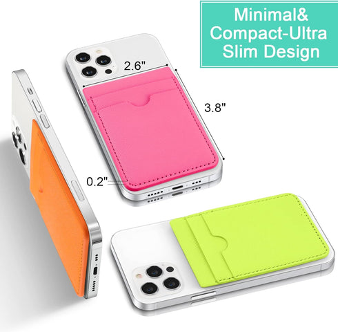 Weewooday 6 Pieces Phone Card Pocket Holder, PU Leather Cell Phone Card Pocket for Back of Phone