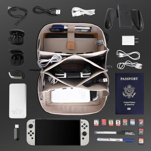 Electronic Organizer Travel Case Bag, Waterproof for Cables, Switch, SD Card, Passport, and More, Green