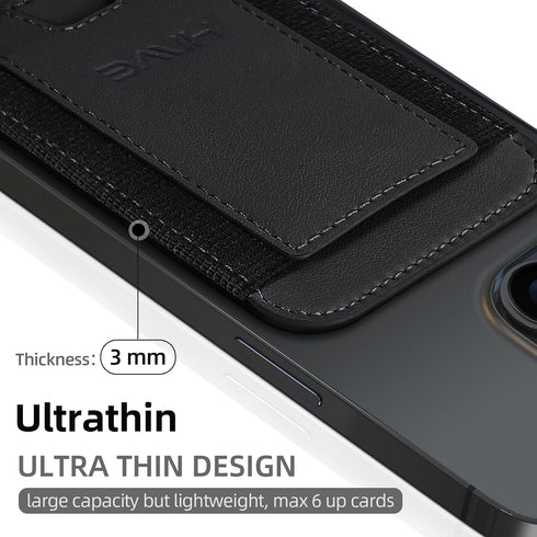 HiWe for MagSafe Wallet, Magnetic Card Wallet Holder for iPhone 15/14/13/12 Series, RFID Blocking, Black