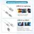USB to USB-C and Lightning Cable Combo, 2 in 1 Coiled Cable for Apple Carplay & Android Auto, Fast Charge