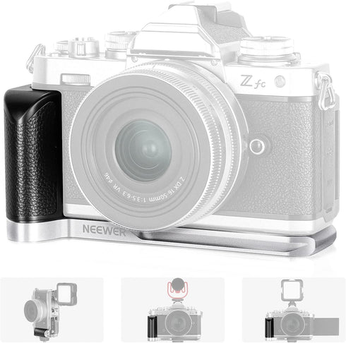 NEEWER Camera Grip for Nikon Z fc, Aluminum Alloy L Shaped Handgrip with Retro Leather Handle, Compatible with