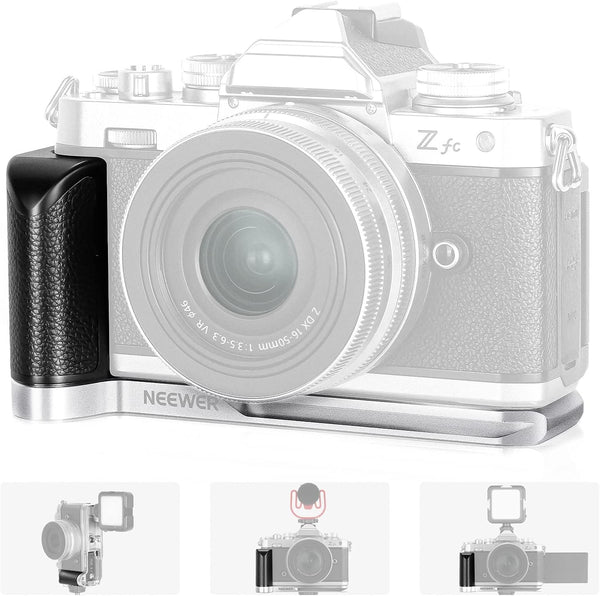 NEEWER Camera Grip for Nikon Z fc, Aluminum Alloy L Shaped Handgrip with Retro Leather Handle, Compatible with