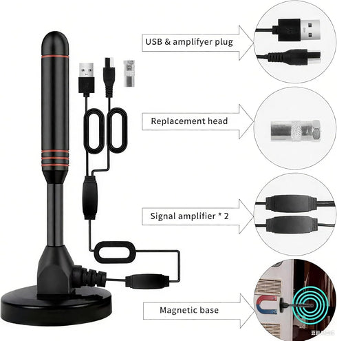 BAOZMINAN 4K 1080p,Easy Installation,16.5ft Cable,2 TV Antenna Smart TV Indoor,Long Range Reception for Local Channels