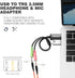 DuKabel USB Audio Adapter, USB to 3.5mm Jack TRS AUX Adapter for Headset with Separate Plug TRS Microphones [Metal